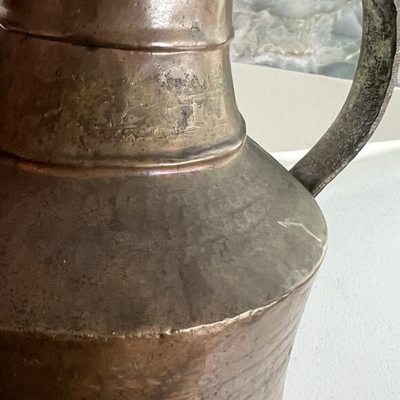 Vintage Hand Forged Lidded Coffee Urn Pitcher Copper Turkish Middle Eastern - Picture 10 of 16